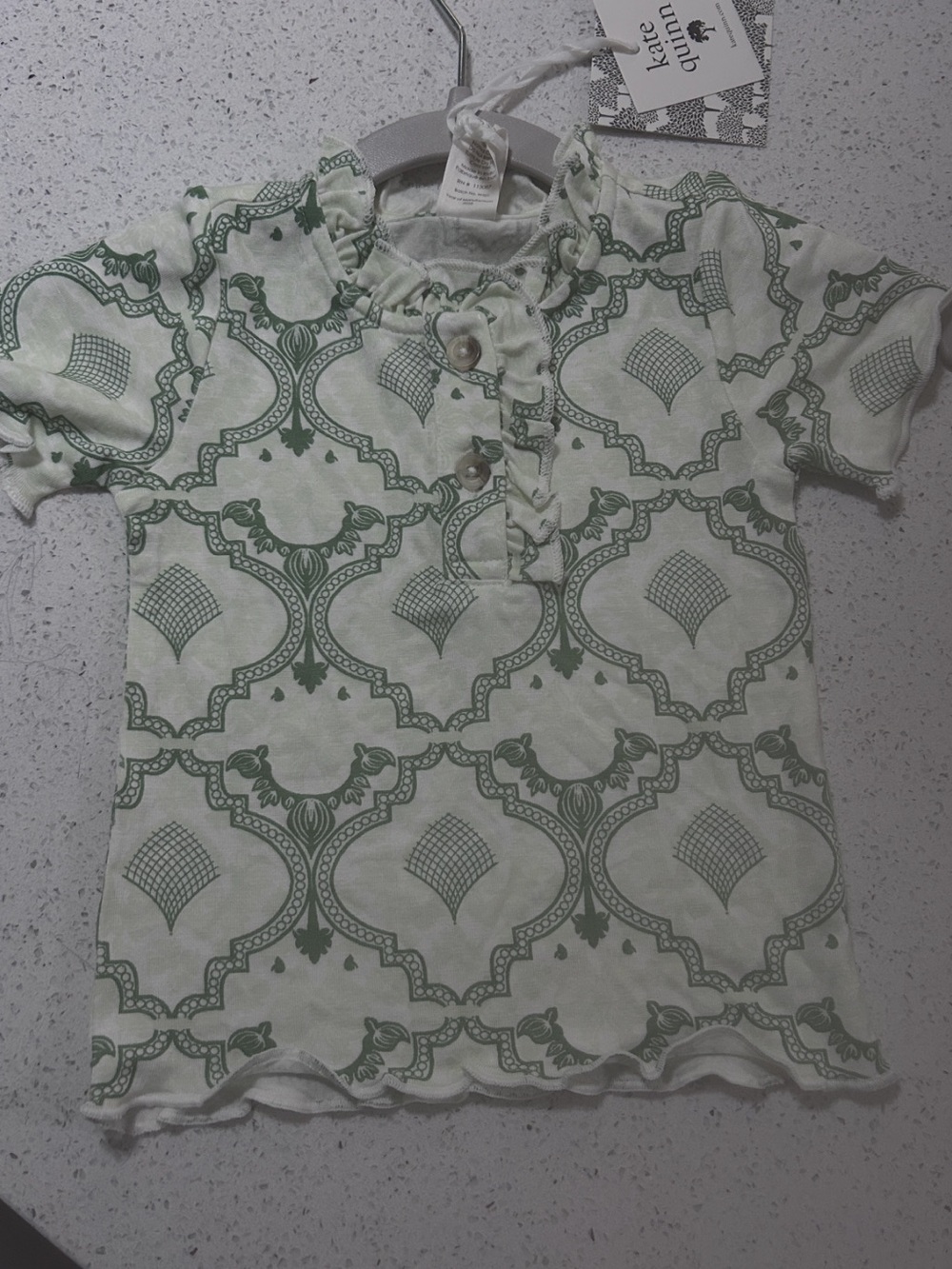 NWT Kate Quinn ruffle henley tee 6-12m